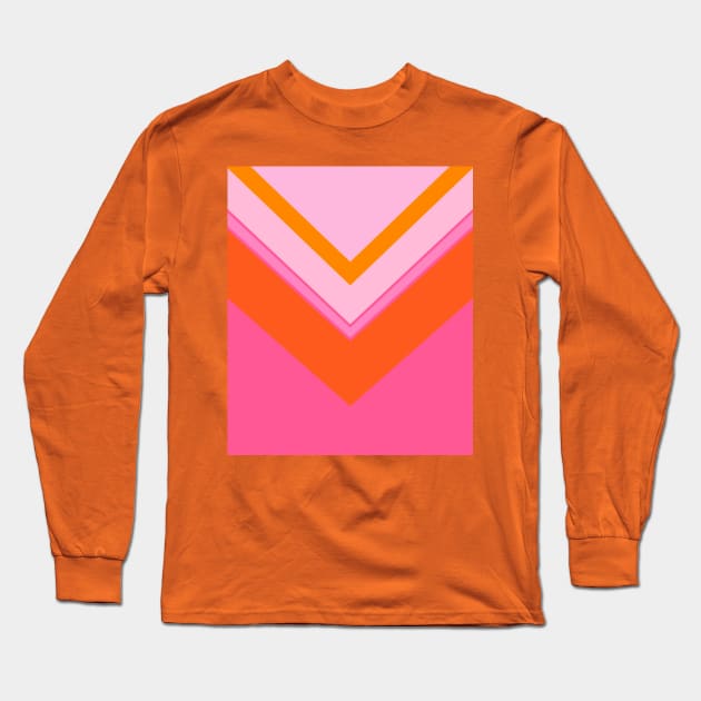 Pink and Orange, Geometric, Chevron, Pattern Long Sleeve T-Shirt by OneThreeSix